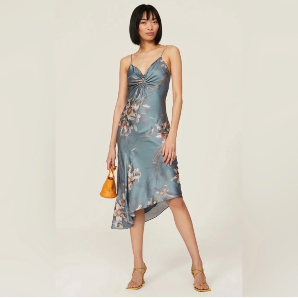 Allsaints Alexia Koruyuri midi dress 2 silk floral wedding date classic